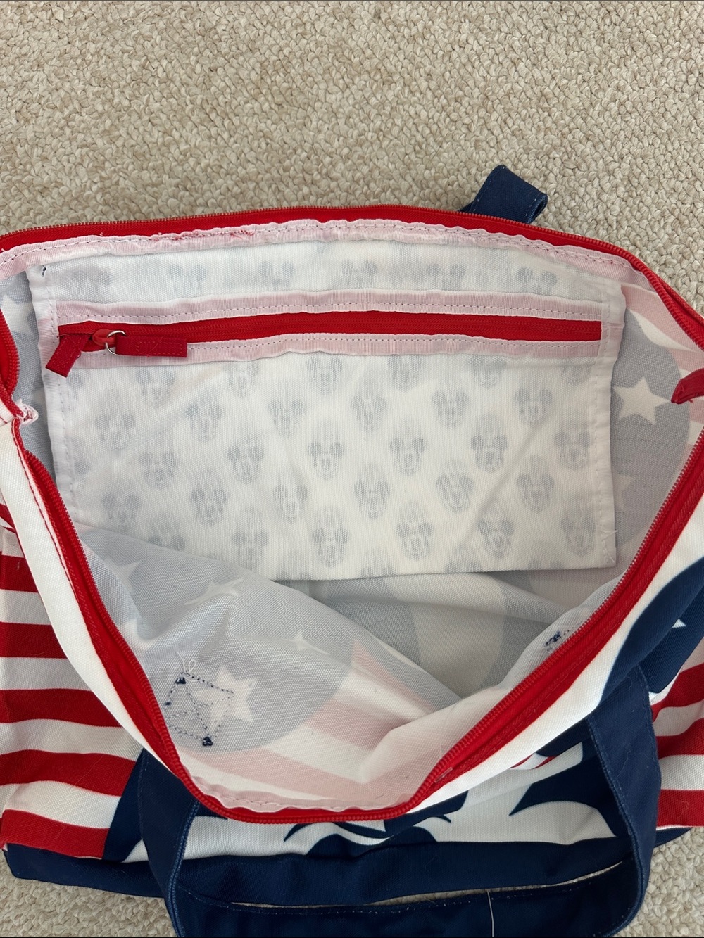 Disney Store Foldable Tote Bag with Navy, Red & White Mickey Design - Picture 3 of 3